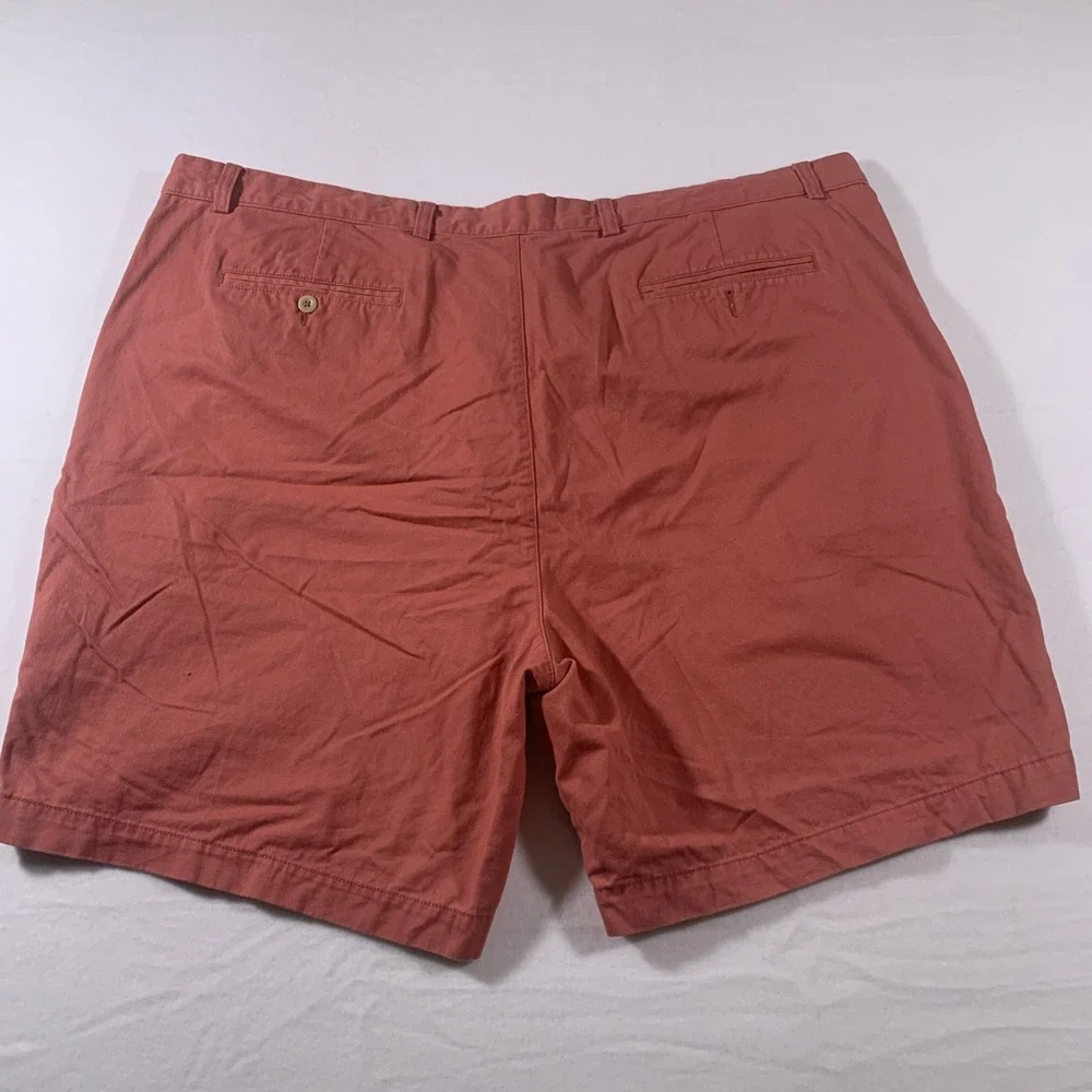 Roundtree & Yorke Casuals Mens 50 Salmon Flat Front Chino Shorts Cotton Canvas